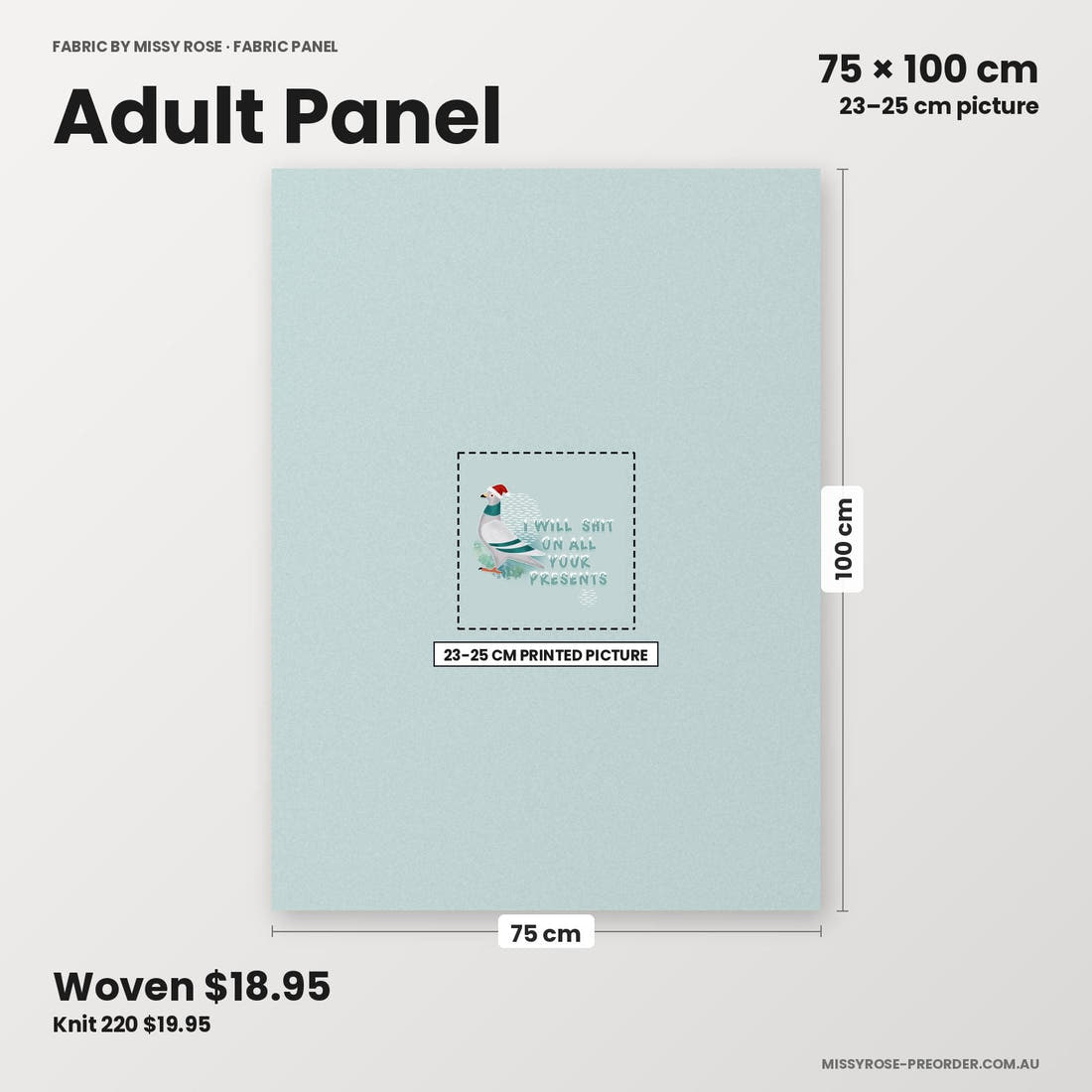 Profanity Fabric Panel 340 adult panel sizing – 23–25 cm printed picture on 75 × 100 cm fabric | Fabric by Missy Rose