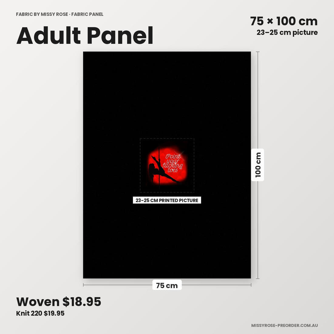 Profanity Fabric Panel 341 adult panel sizing – 23–25 cm printed picture on 75 × 100 cm fabric | Fabric by Missy Rose