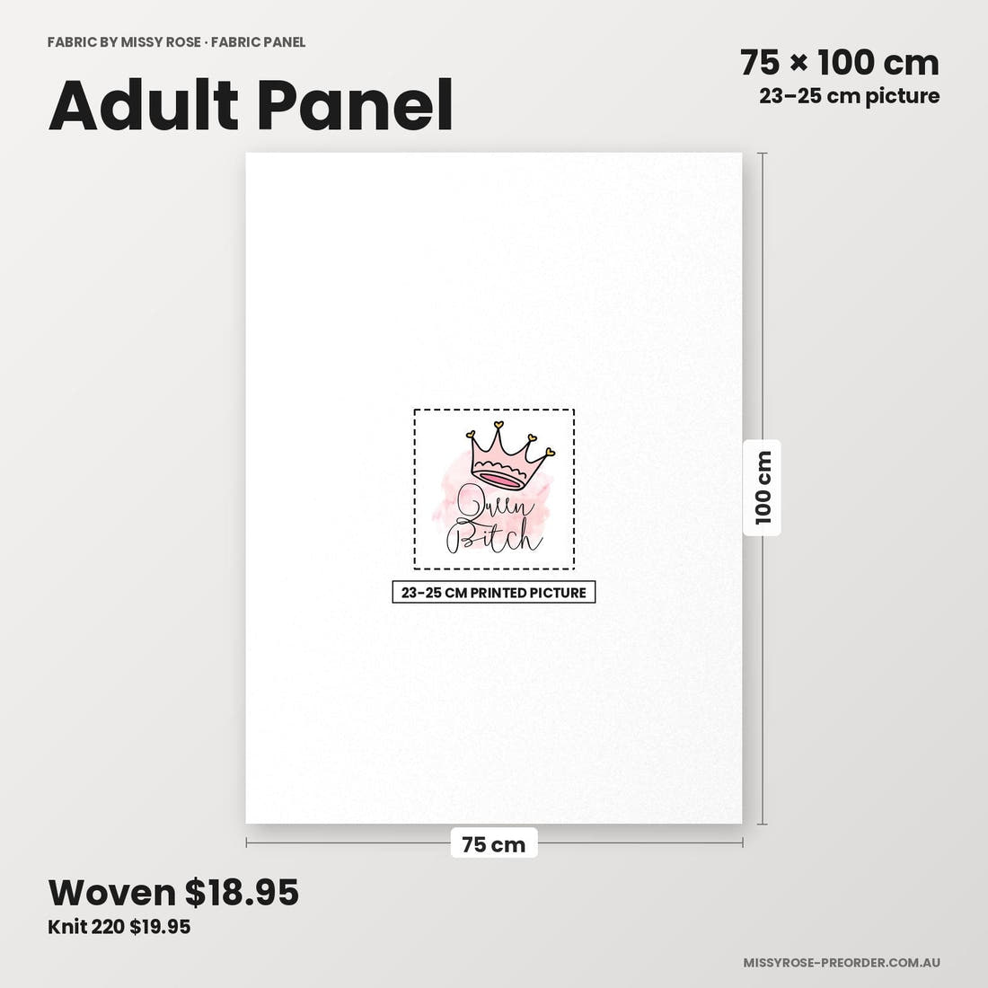 Profanity Fabric Panel 345 adult panel sizing – 23–25 cm printed picture on 75 × 100 cm fabric | Fabric by Missy Rose