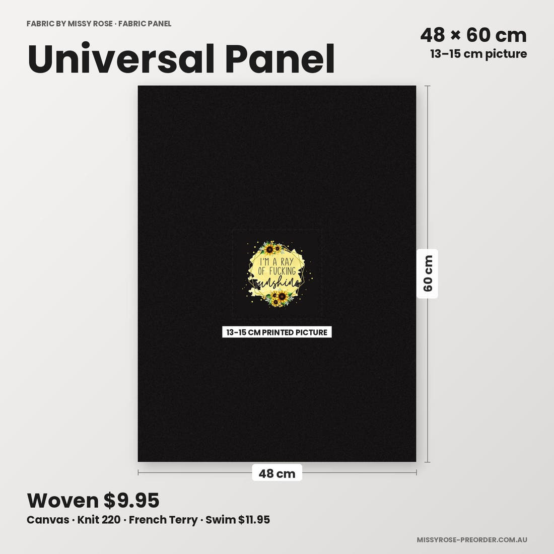 Profanity Fabric Panel 346 universal panel sizing – 13–15 cm printed picture on 48 × 60 cm fabric | Fabric by Missy Rose
