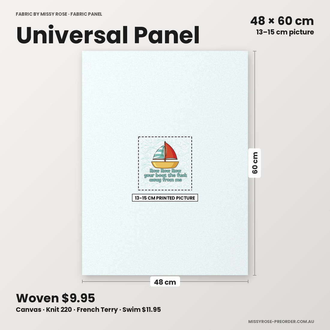 Profanity Fabric Panel 348 universal panel sizing – 13–15 cm printed picture on 48 × 60 cm fabric | Fabric by Missy Rose