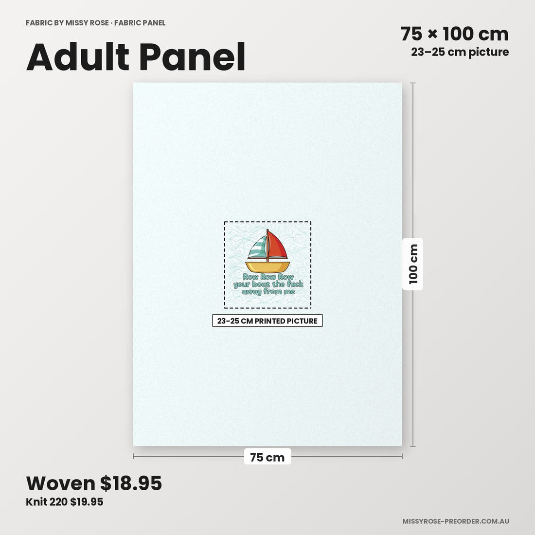 Profanity Fabric Panel 348 adult panel sizing – 23–25 cm printed picture on 75 × 100 cm fabric | Fabric by Missy Rose