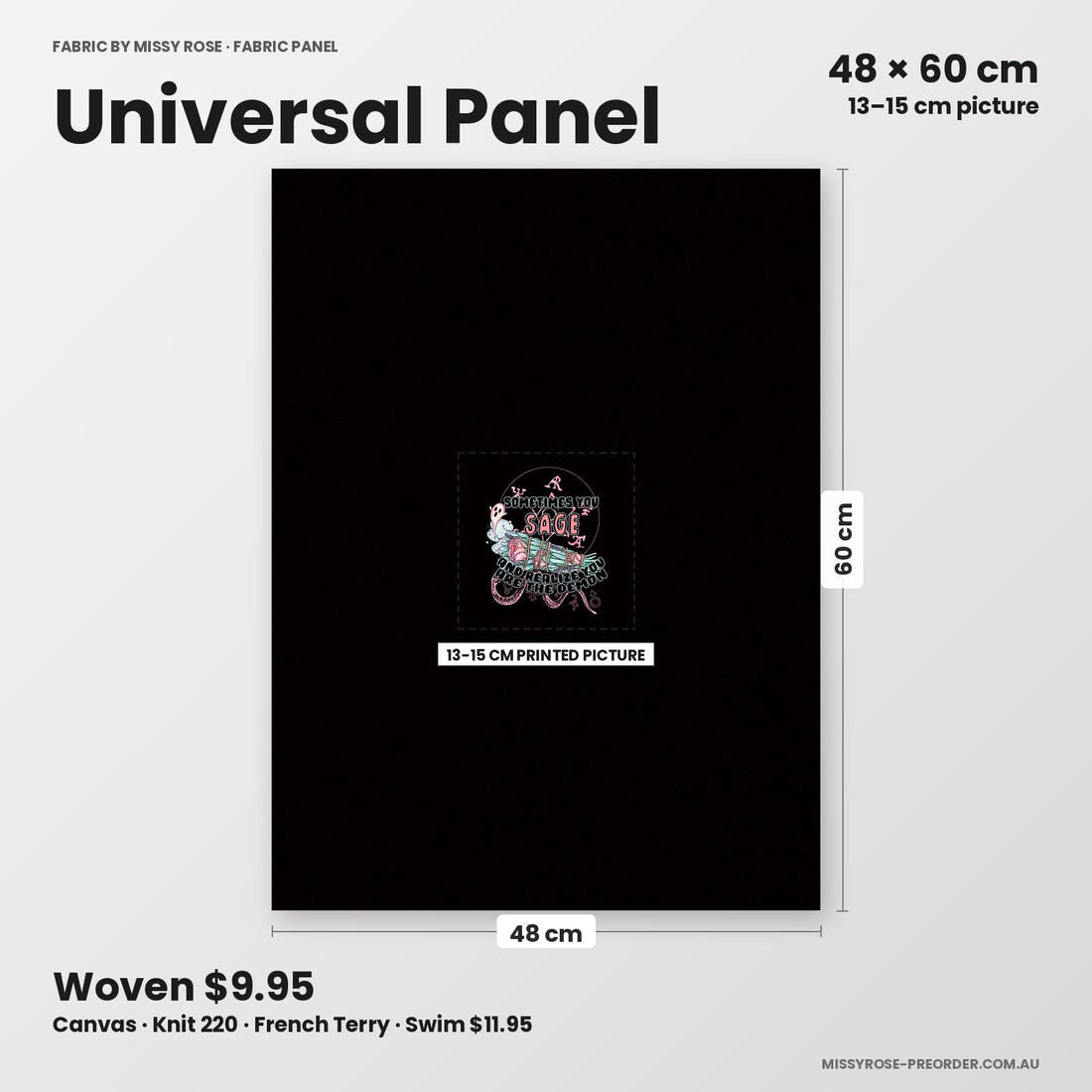 Profanity Fabric Panel 349 universal panel sizing – 13–15 cm printed picture on 48 × 60 cm fabric | Fabric by Missy Rose