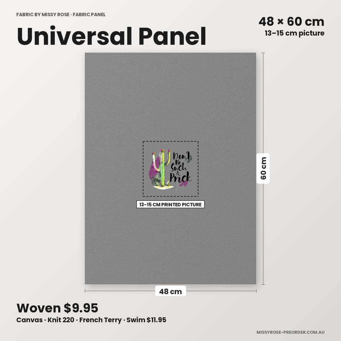 Profanity Fabric Panel 35 universal panel sizing – 13–15 cm printed picture on 48 × 60 cm fabric | Fabric by Missy Rose