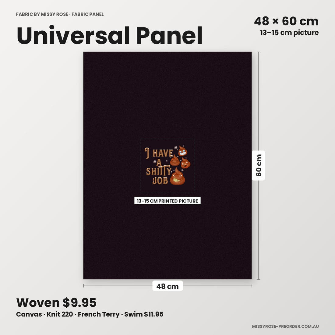 Profanity Fabric Panel 350 universal panel sizing – 13–15 cm printed picture on 48 × 60 cm fabric | Fabric by Missy Rose