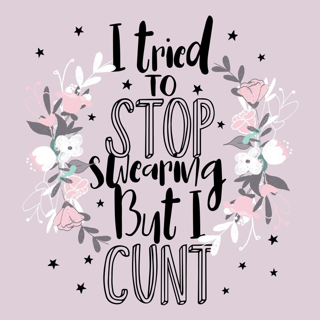 Profanity Fabric Panel 352 – full artwork close-up of the printed picture | Fabric by Missy Rose