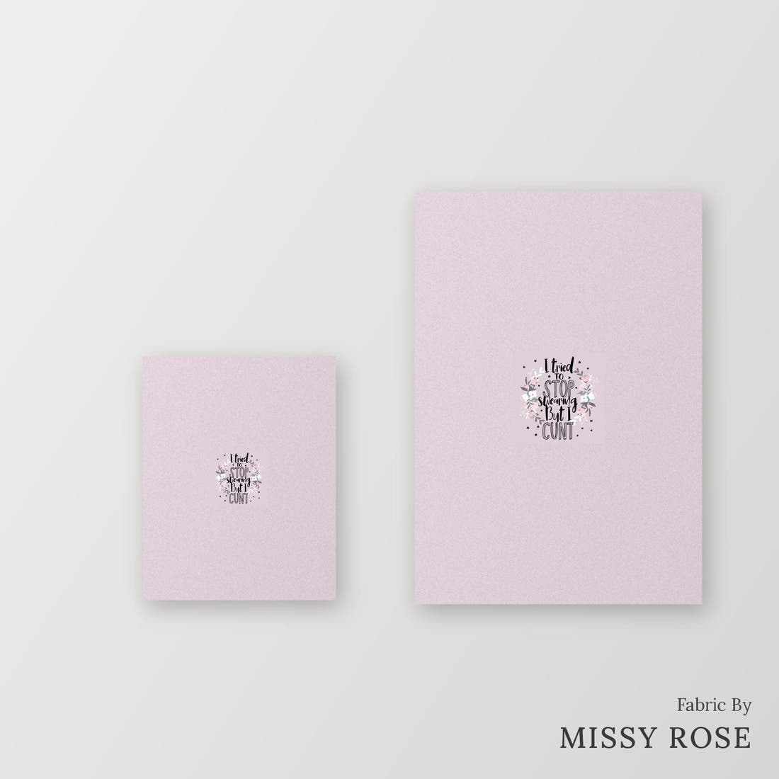 Profanity Fabric Panel 352 – universal and adult panel sizes side by side | Fabric by Missy Rose