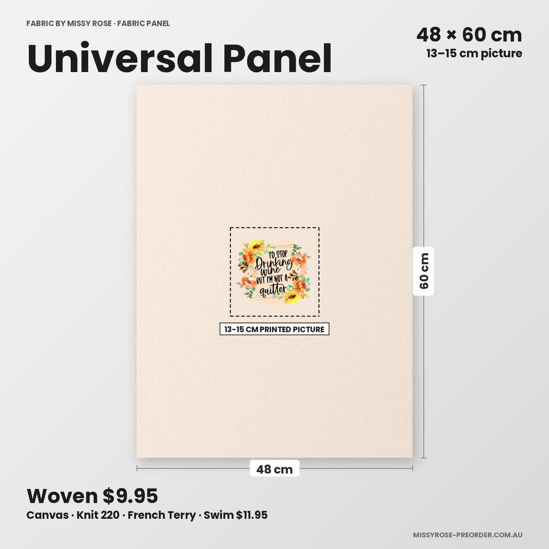Profanity Fabric Panel 353 universal panel sizing – 13–15 cm printed picture on 48 × 60 cm fabric | Fabric by Missy Rose