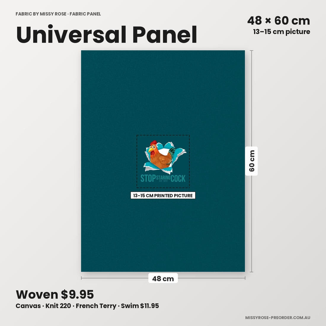 Profanity Fabric Panel 355 universal panel sizing – 13–15 cm printed picture on 48 × 60 cm fabric | Fabric by Missy Rose