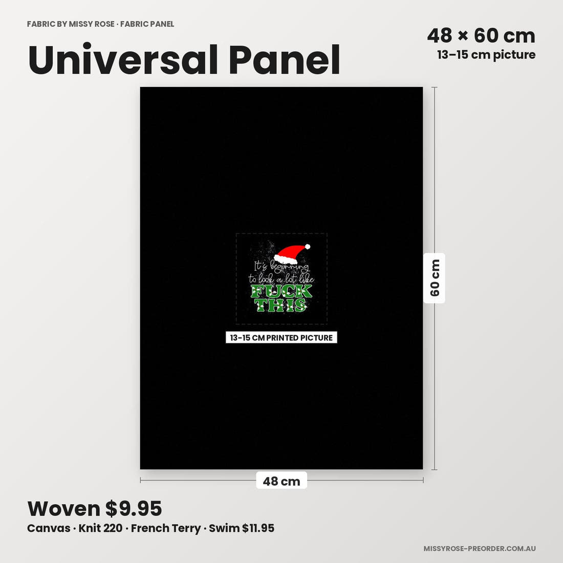Profanity Fabric Panel 356 universal panel sizing – 13–15 cm printed picture on 48 × 60 cm fabric | Fabric by Missy Rose
