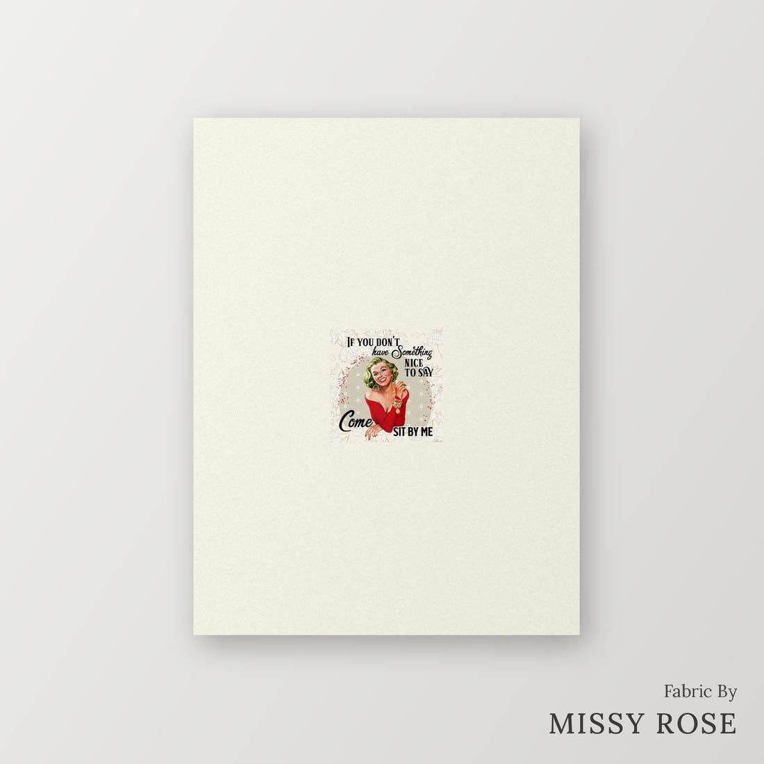 Profanity Fabric Panel 357 – printed fabric panel with centred picture, custom printed to order | Fabric by Missy Rose