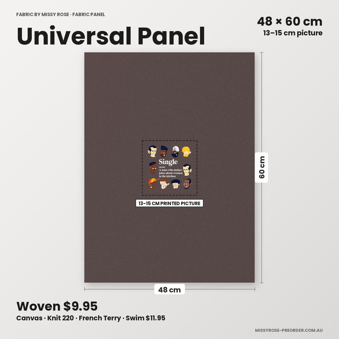 Profanity Fabric Panel 358 universal panel sizing – 13–15 cm printed picture on 48 × 60 cm fabric | Fabric by Missy Rose