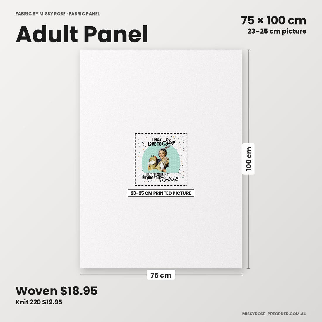 Profanity Fabric Panel 359 adult panel sizing – 23–25 cm printed picture on 75 × 100 cm fabric | Fabric by Missy Rose