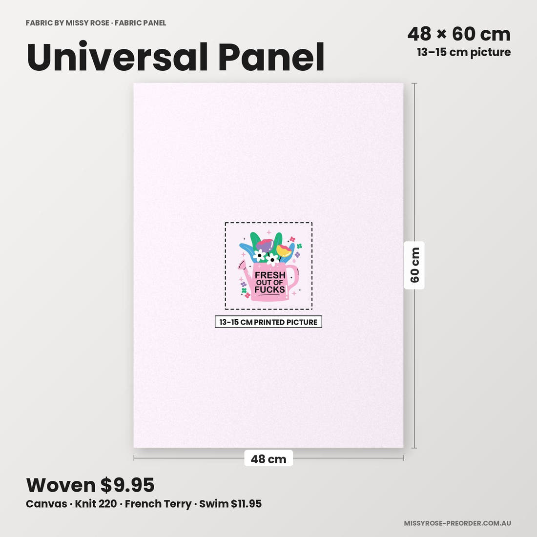 Profanity Fabric Panel 36 universal panel sizing – 13–15 cm printed picture on 48 × 60 cm fabric | Fabric by Missy Rose