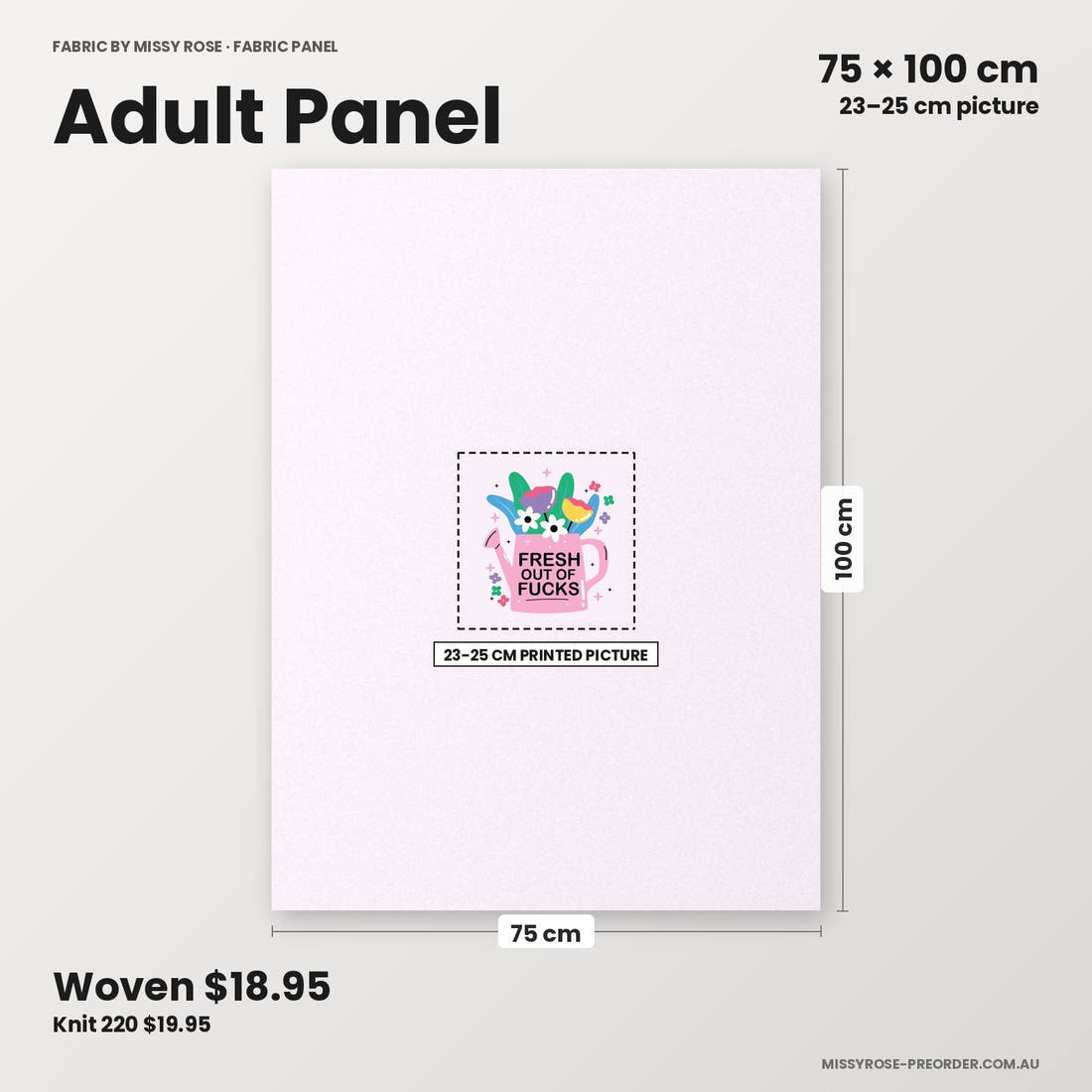 Profanity Fabric Panel 36 adult panel sizing – 23–25 cm printed picture on 75 × 100 cm fabric | Fabric by Missy Rose
