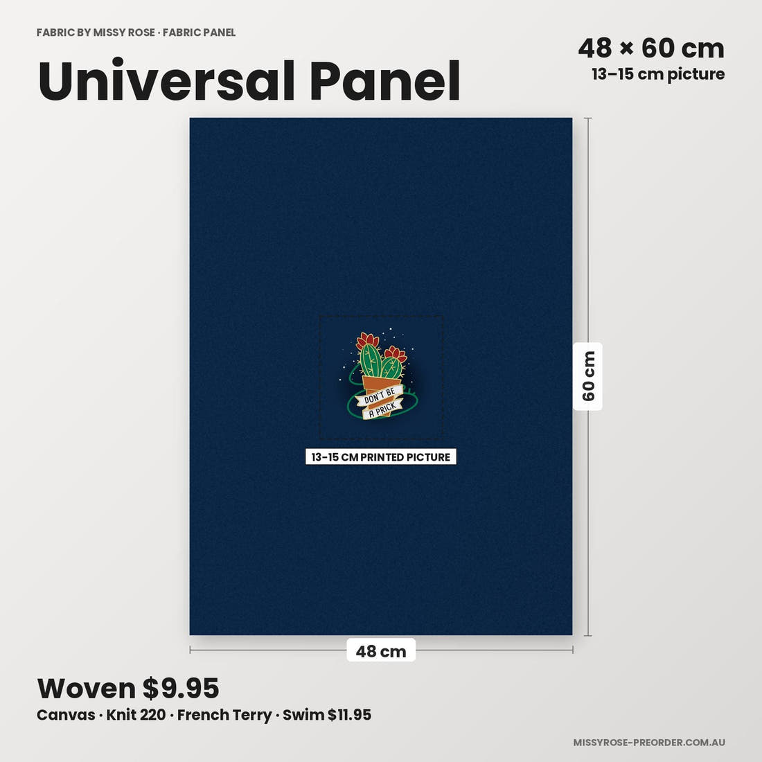 Profanity Fabric Panel 360 universal panel sizing – 13–15 cm printed picture on 48 × 60 cm fabric | Fabric by Missy Rose