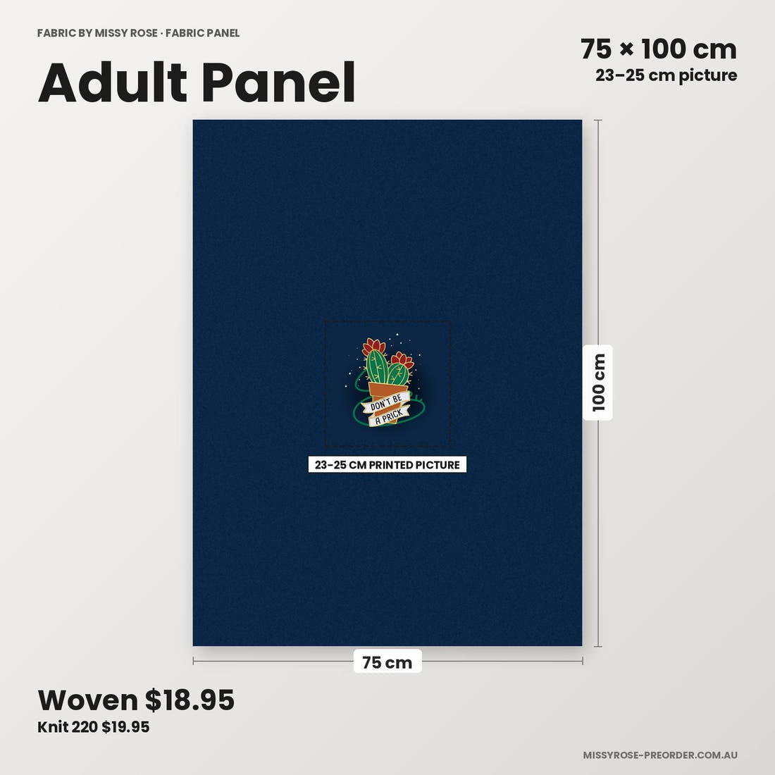 Profanity Fabric Panel 360 adult panel sizing – 23–25 cm printed picture on 75 × 100 cm fabric | Fabric by Missy Rose