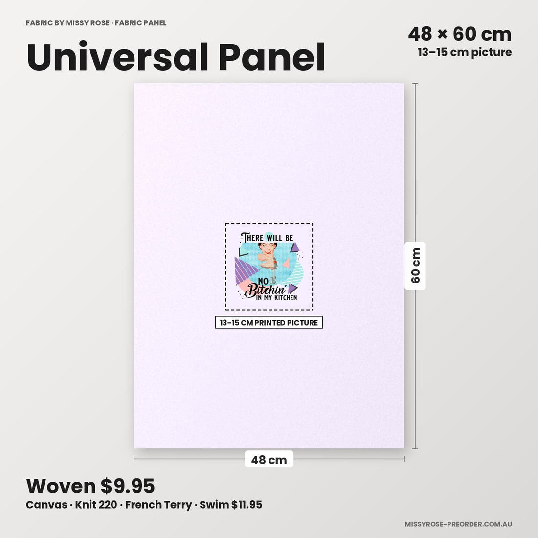 Profanity Fabric Panel 362 universal panel sizing – 13–15 cm printed picture on 48 × 60 cm fabric | Fabric by Missy Rose