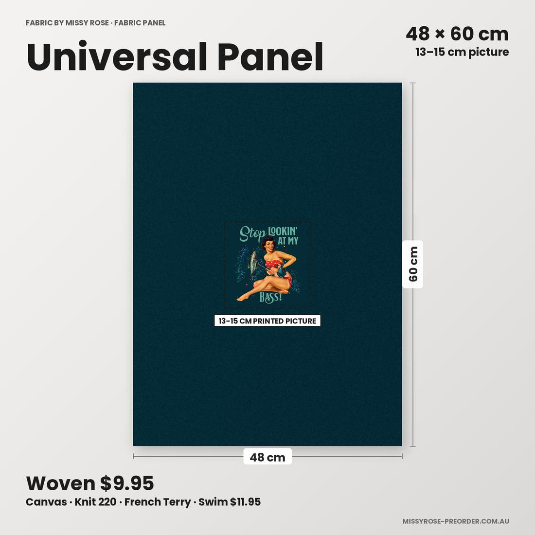 Profanity Fabric Panel 363 universal panel sizing – 13–15 cm printed picture on 48 × 60 cm fabric | Fabric by Missy Rose