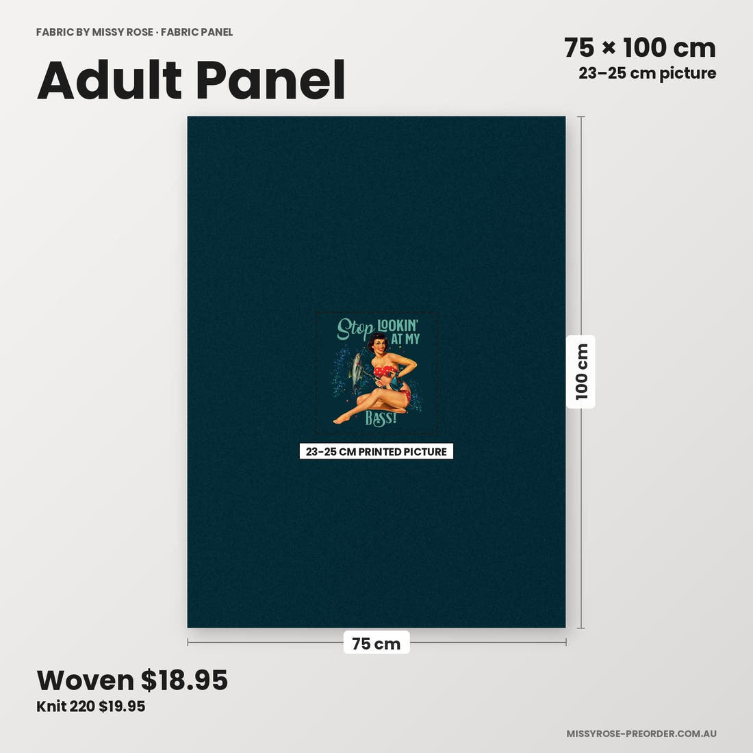 Profanity Fabric Panel 363 adult panel sizing – 23–25 cm printed picture on 75 × 100 cm fabric | Fabric by Missy Rose