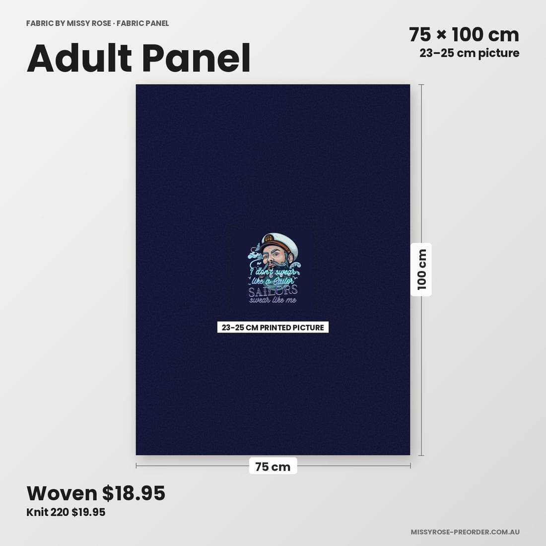 Profanity Fabric Panel 366 adult panel sizing – 23–25 cm printed picture on 75 × 100 cm fabric | Fabric by Missy Rose
