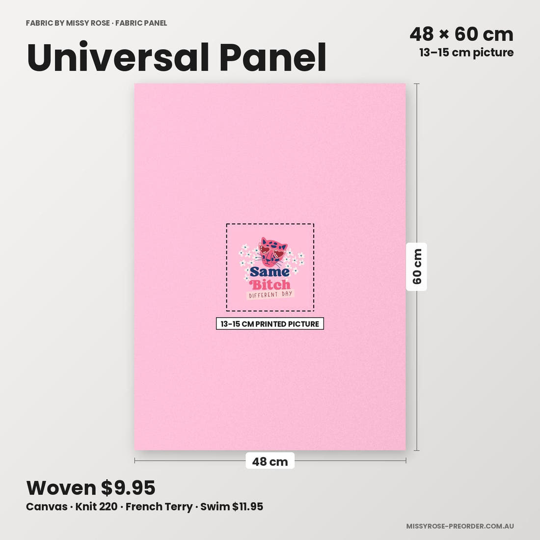 Profanity Fabric Panel 367 universal panel sizing – 13–15 cm printed picture on 48 × 60 cm fabric | Fabric by Missy Rose