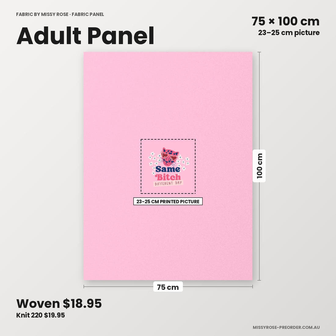Profanity Fabric Panel 367 adult panel sizing – 23–25 cm printed picture on 75 × 100 cm fabric | Fabric by Missy Rose