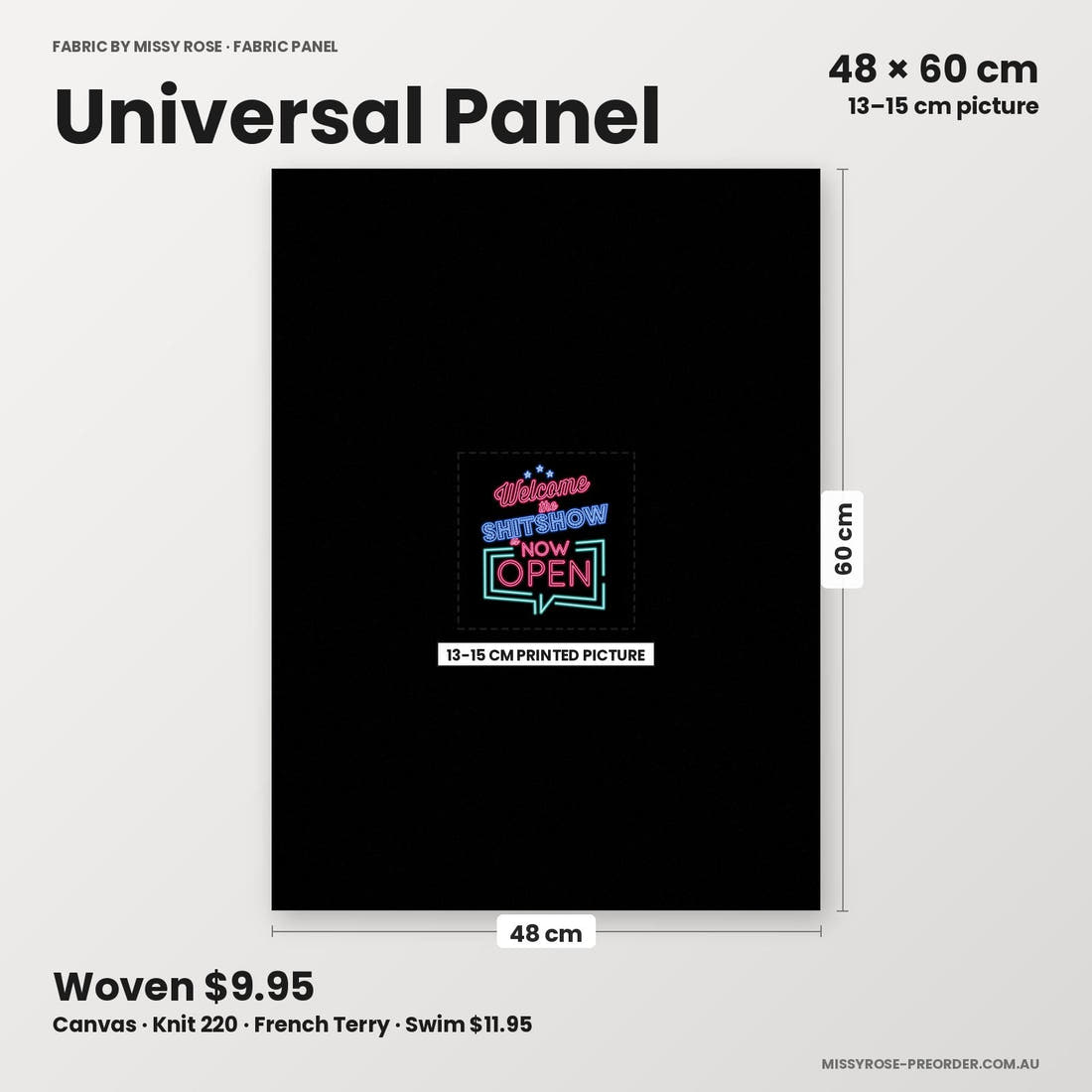Profanity Fabric Panel 371 universal panel sizing – 13–15 cm printed picture on 48 × 60 cm fabric | Fabric by Missy Rose