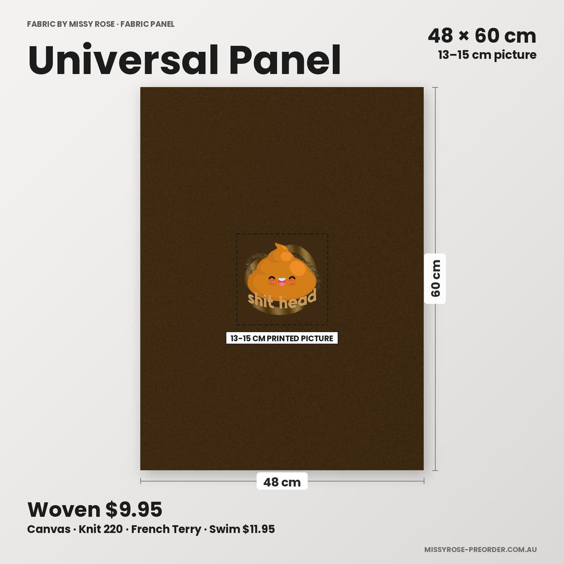 Profanity Fabric Panel 372 universal panel sizing – 13–15 cm printed picture on 48 × 60 cm fabric | Fabric by Missy Rose