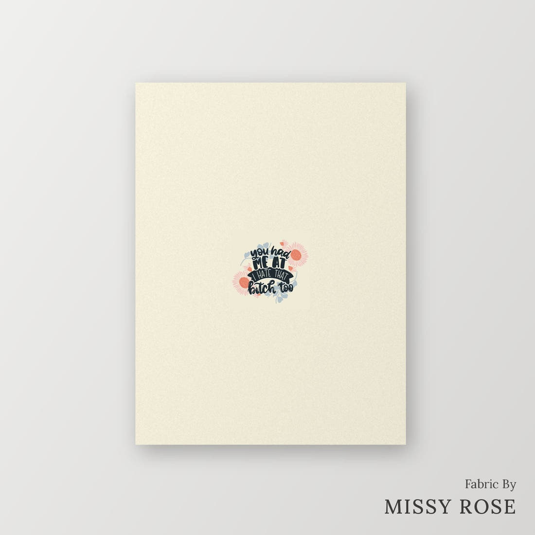 Profanity Fabric Panel 376 – printed fabric panel with centred picture, custom printed to order | Fabric by Missy Rose
