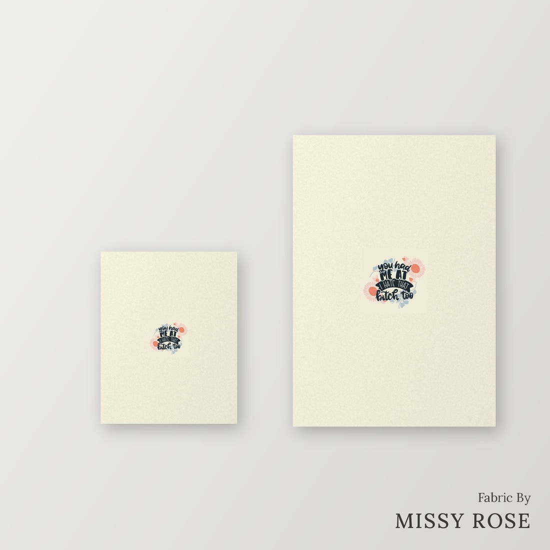 Profanity Fabric Panel 376 – universal and adult panel sizes side by side | Fabric by Missy Rose