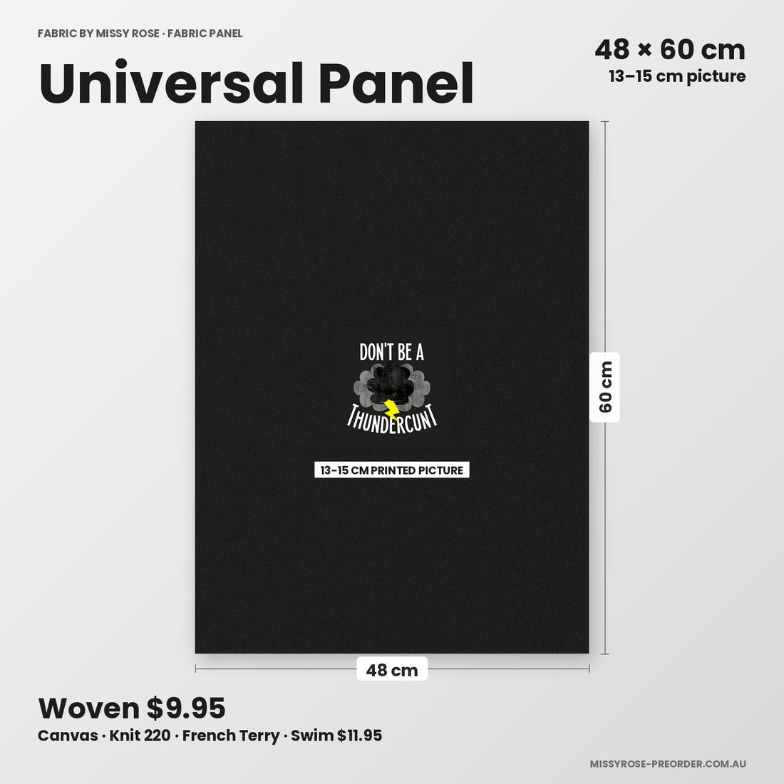Profanity Fabric Panel 378 universal panel sizing – 13–15 cm printed picture on 48 × 60 cm fabric | Fabric by Missy Rose