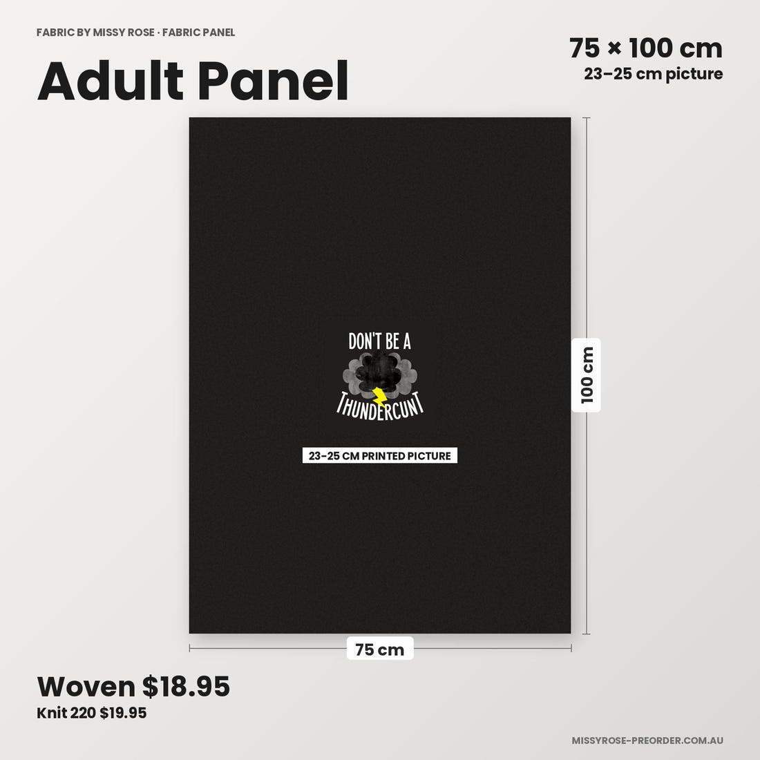 Profanity Fabric Panel 378 adult panel sizing – 23–25 cm printed picture on 75 × 100 cm fabric | Fabric by Missy Rose