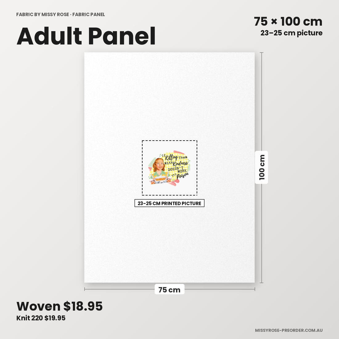 Profanity Fabric Panel 381 adult panel sizing – 23–25 cm printed picture on 75 × 100 cm fabric | Fabric by Missy Rose