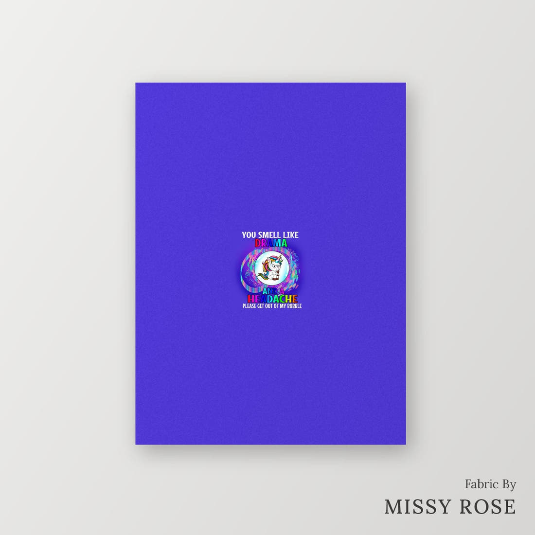 Profanity Fabric Panel 386 – printed fabric panel with centred picture, custom printed to order | Fabric by Missy Rose