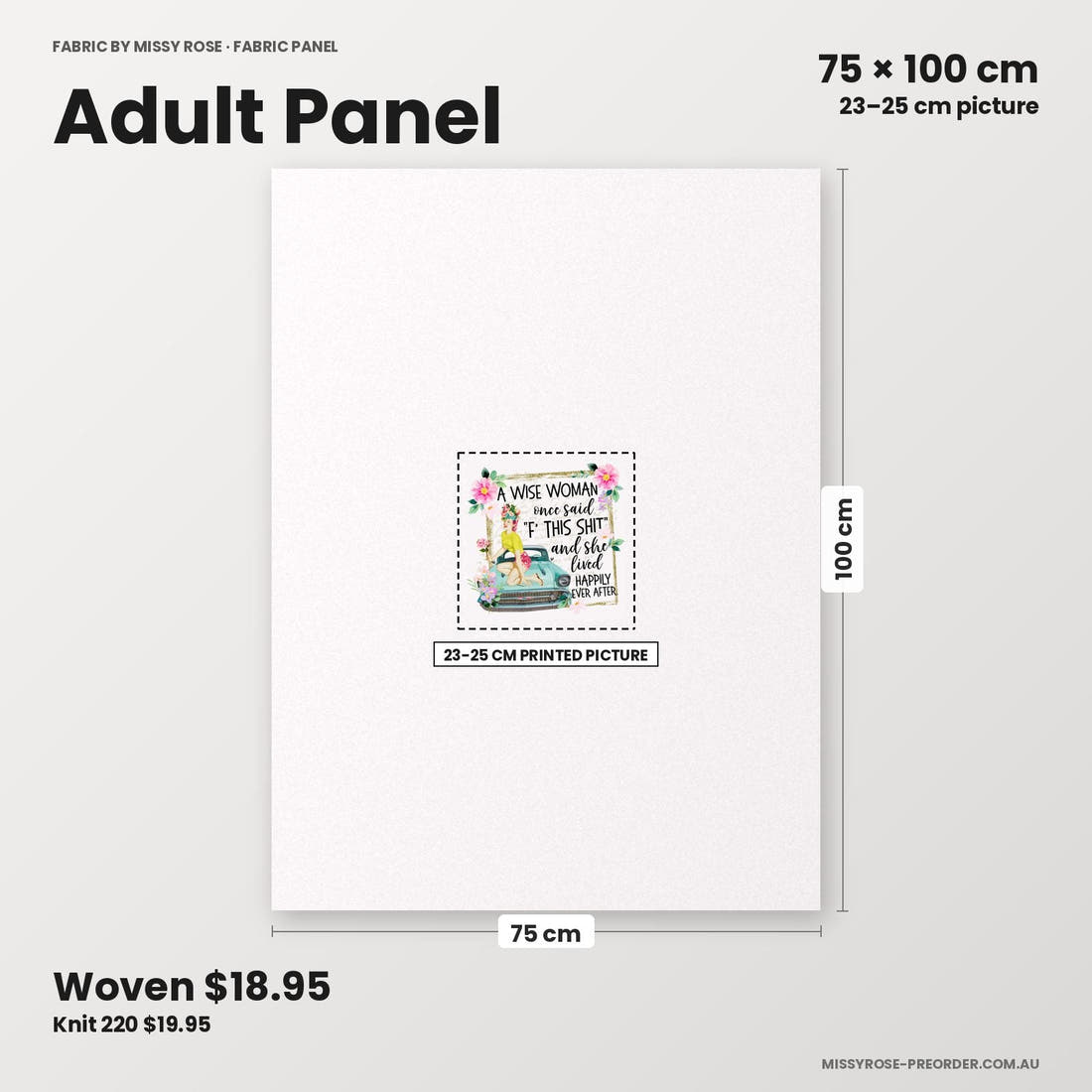 Profanity Fabric Panel 39 adult panel sizing – 23–25 cm printed picture on 75 × 100 cm fabric | Fabric by Missy Rose