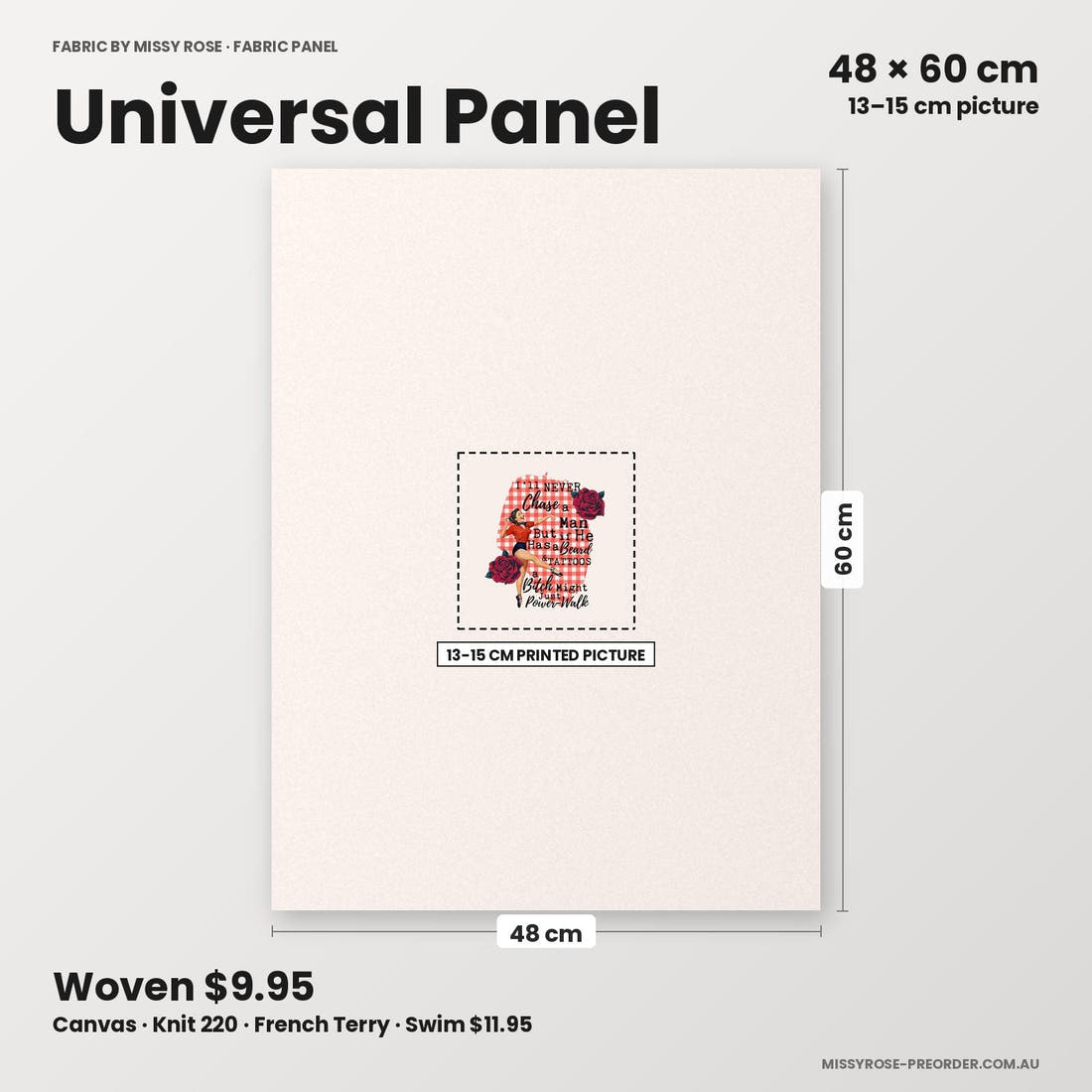 Profanity Fabric Panel 392 universal panel sizing – 13–15 cm printed picture on 48 × 60 cm fabric | Fabric by Missy Rose