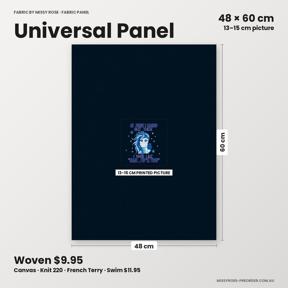 Profanity Fabric Panel 393 universal panel sizing – 13–15 cm printed picture on 48 × 60 cm fabric | Fabric by Missy Rose