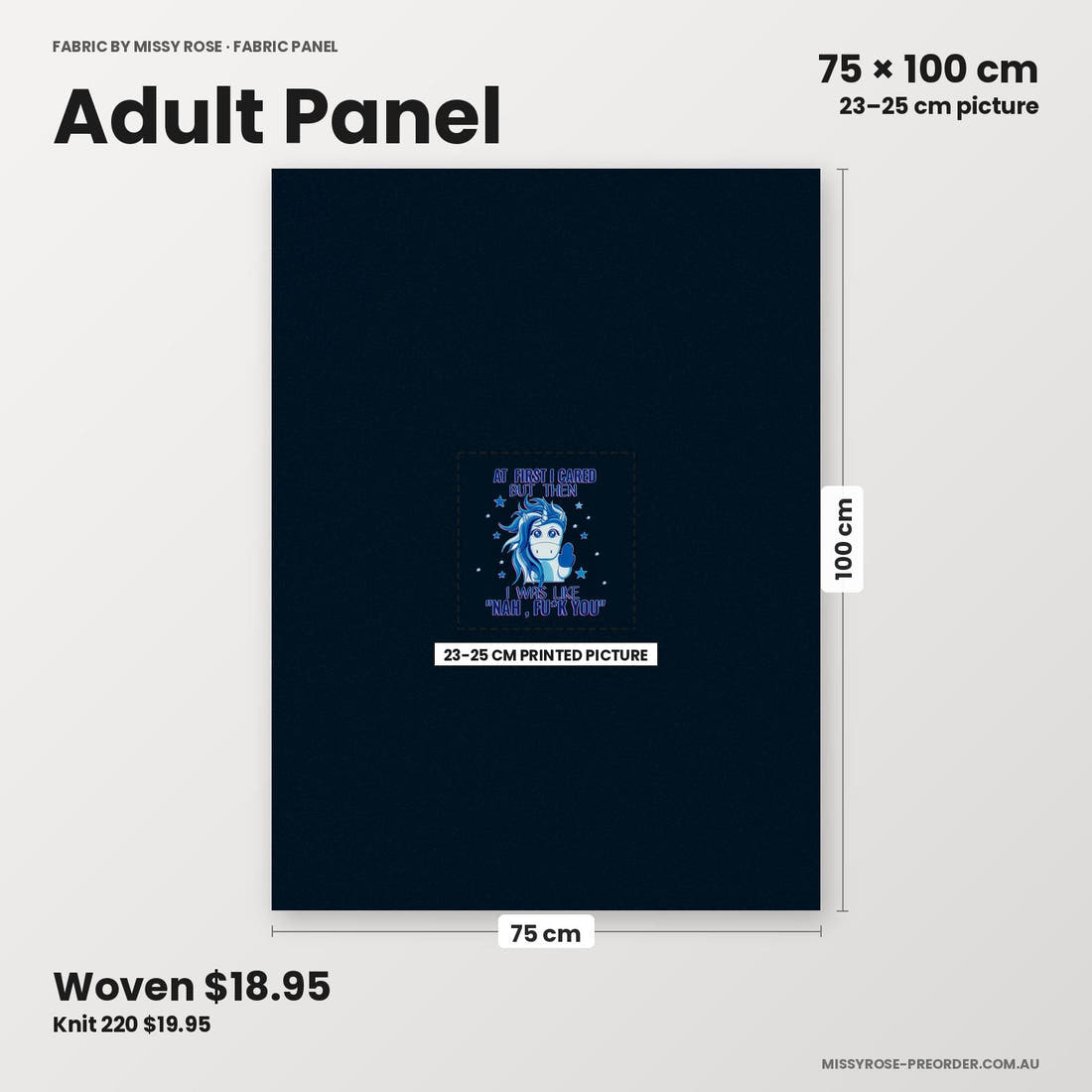 Profanity Fabric Panel 393 adult panel sizing – 23–25 cm printed picture on 75 × 100 cm fabric | Fabric by Missy Rose