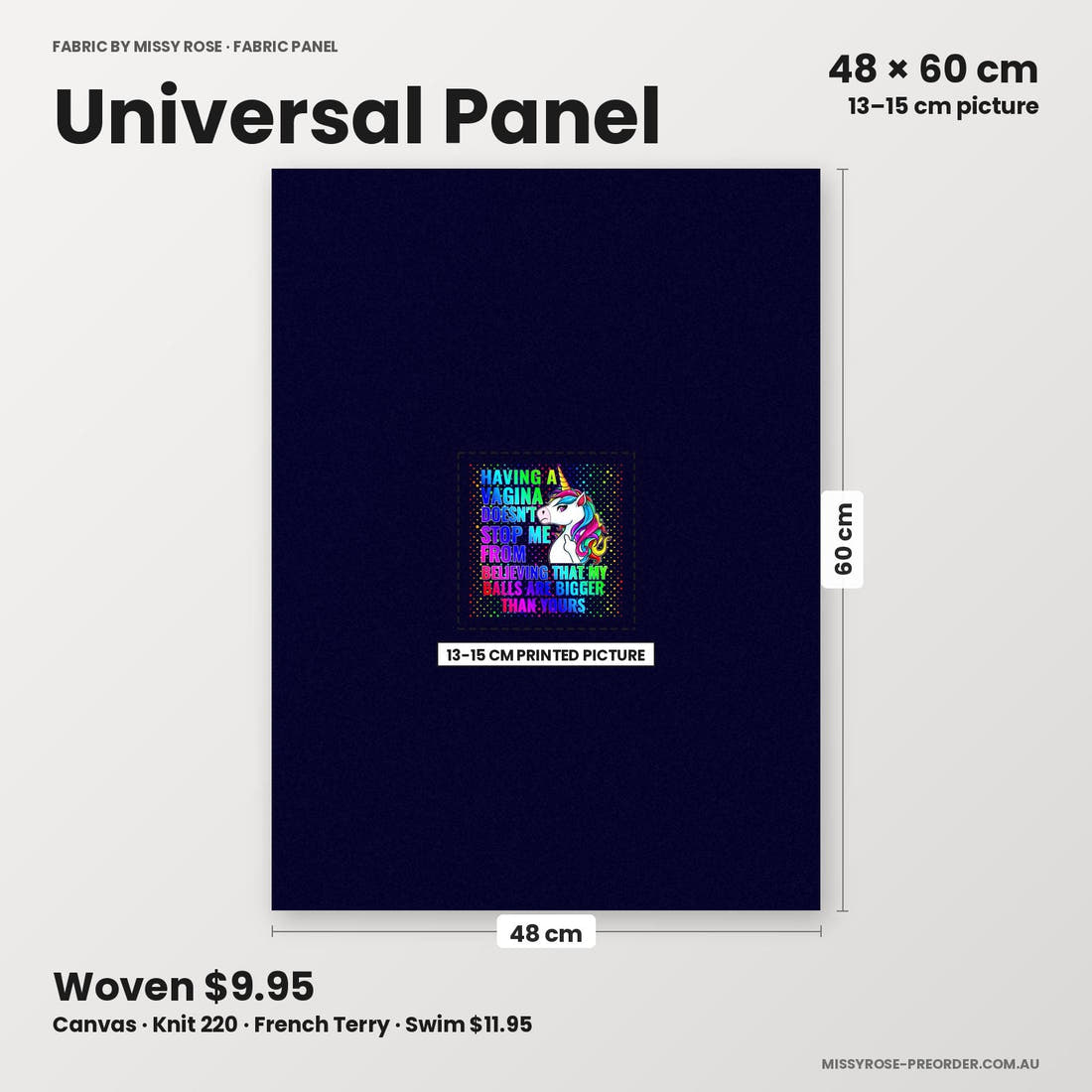 Profanity Fabric Panel 395 universal panel sizing – 13–15 cm printed picture on 48 × 60 cm fabric | Fabric by Missy Rose