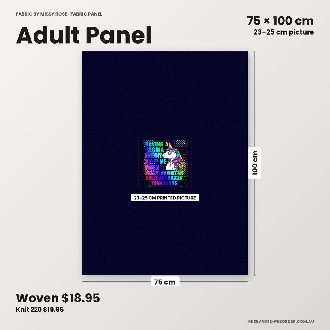 Profanity Fabric Panel 395 adult panel sizing – 23–25 cm printed picture on 75 × 100 cm fabric | Fabric by Missy Rose