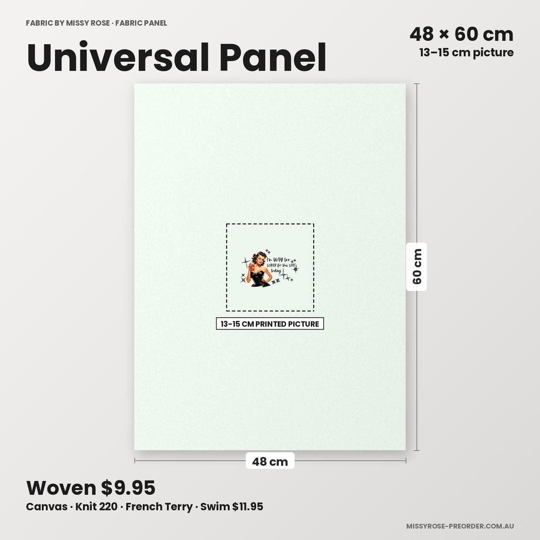 Profanity Fabric Panel 396 universal panel sizing – 13–15 cm printed picture on 48 × 60 cm fabric | Fabric by Missy Rose