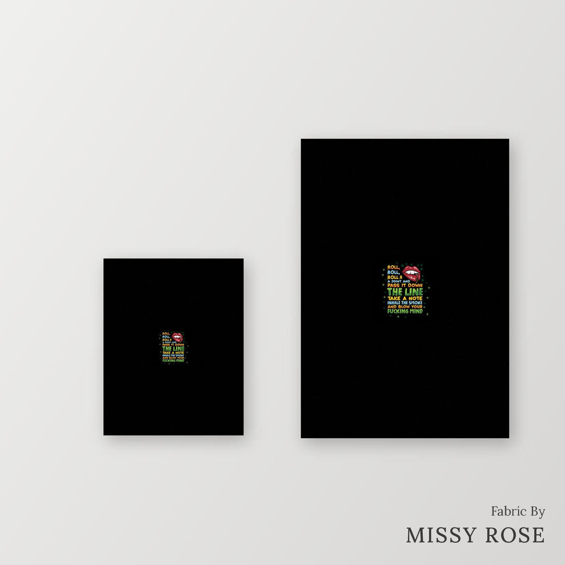 Profanity Fabric Panel 397 – universal and adult panel sizes side by side | Fabric by Missy Rose