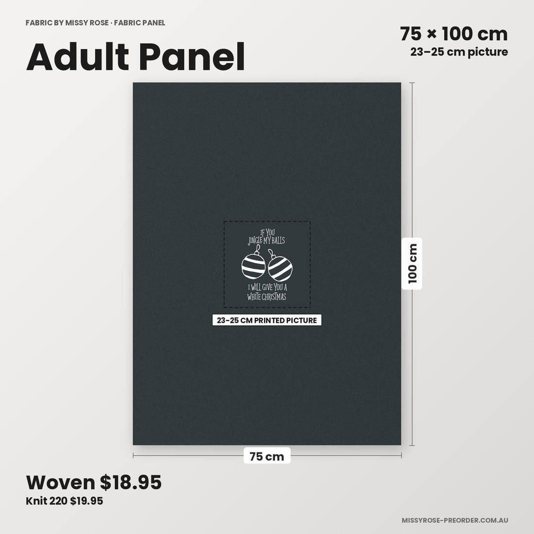 Profanity Fabric Panel 399 adult panel sizing – 23–25 cm printed picture on 75 × 100 cm fabric | Fabric by Missy Rose