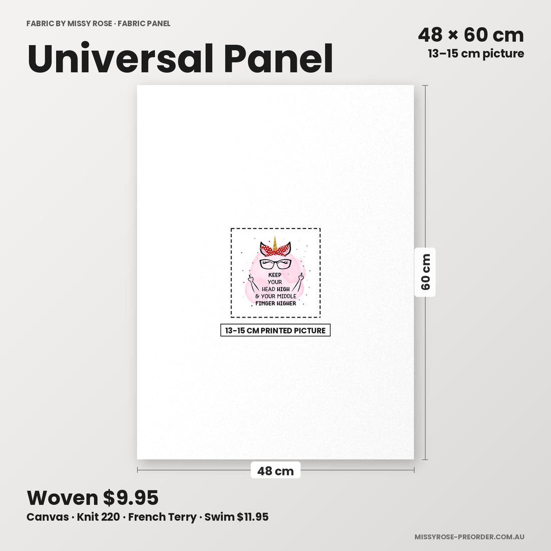 Profanity Fabric Panel 40 universal panel sizing – 13–15 cm printed picture on 48 × 60 cm fabric | Fabric by Missy Rose