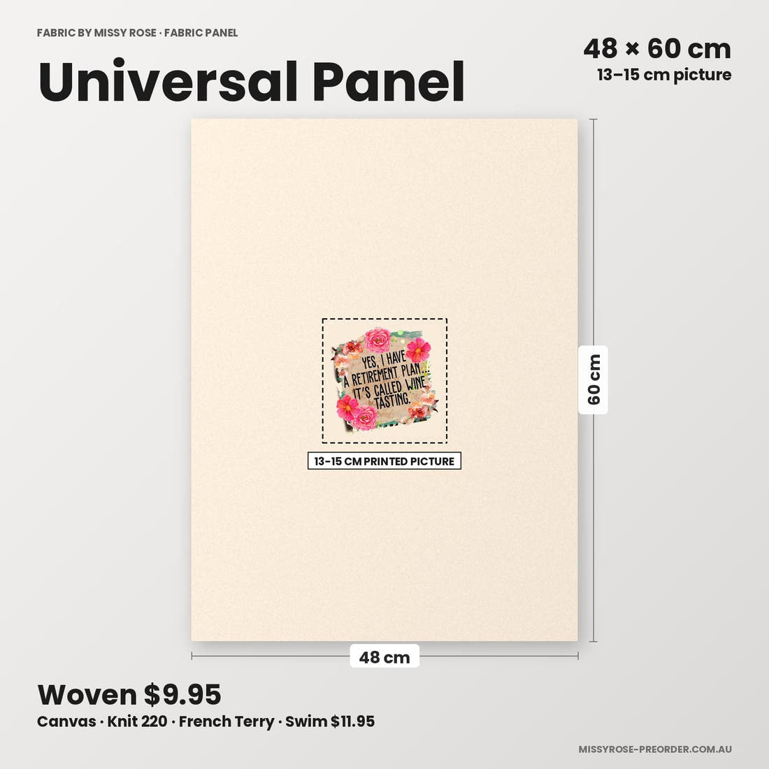 Profanity Fabric Panel 400 universal panel sizing – 13–15 cm printed picture on 48 × 60 cm fabric | Fabric by Missy Rose