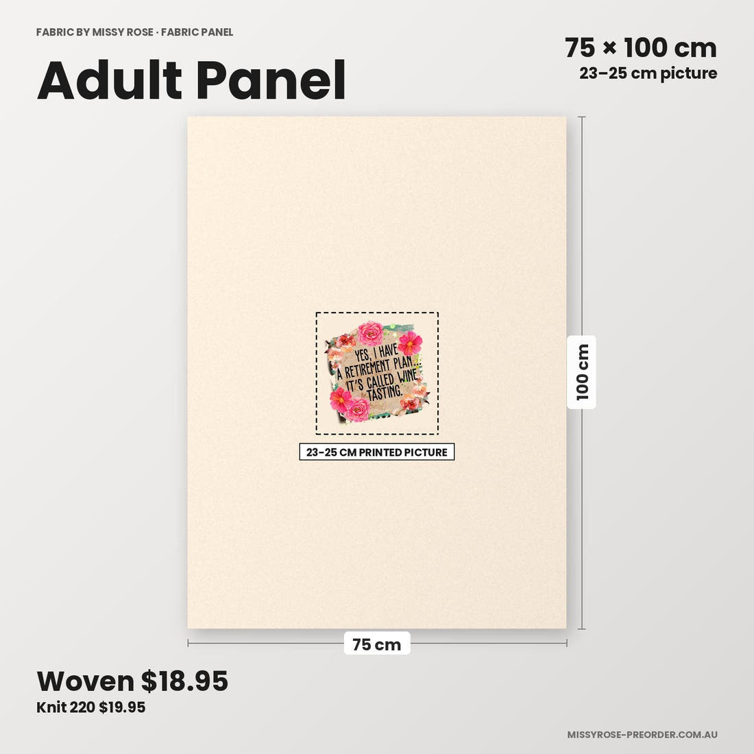 Profanity Fabric Panel 400 adult panel sizing – 23–25 cm printed picture on 75 × 100 cm fabric | Fabric by Missy Rose