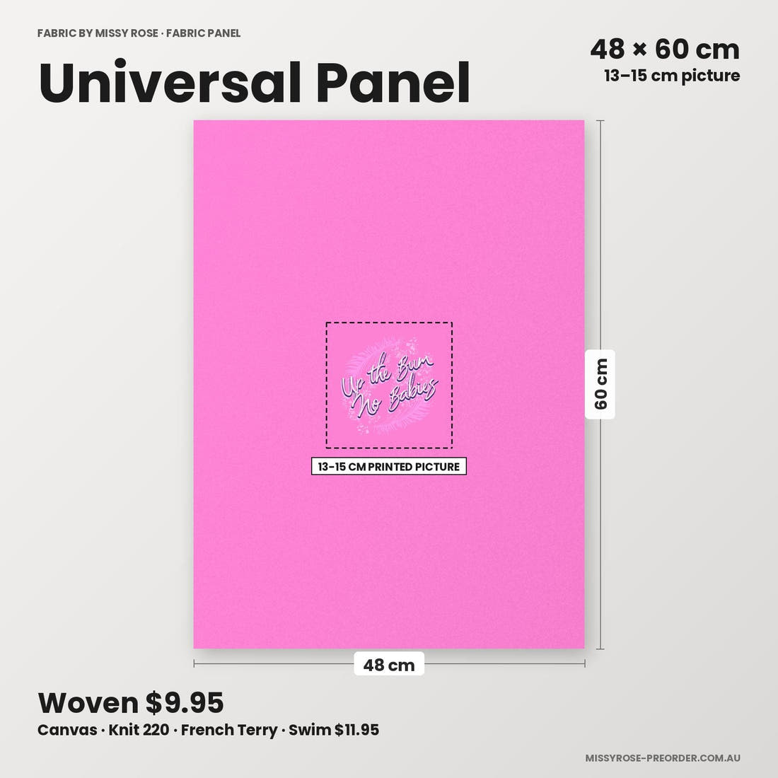 Profanity Fabric Panel 402 universal panel sizing – 13–15 cm printed picture on 48 × 60 cm fabric | Fabric by Missy Rose