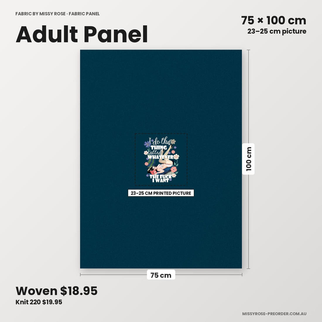 Profanity Fabric Panel 41 adult panel sizing – 23–25 cm printed picture on 75 × 100 cm fabric | Fabric by Missy Rose