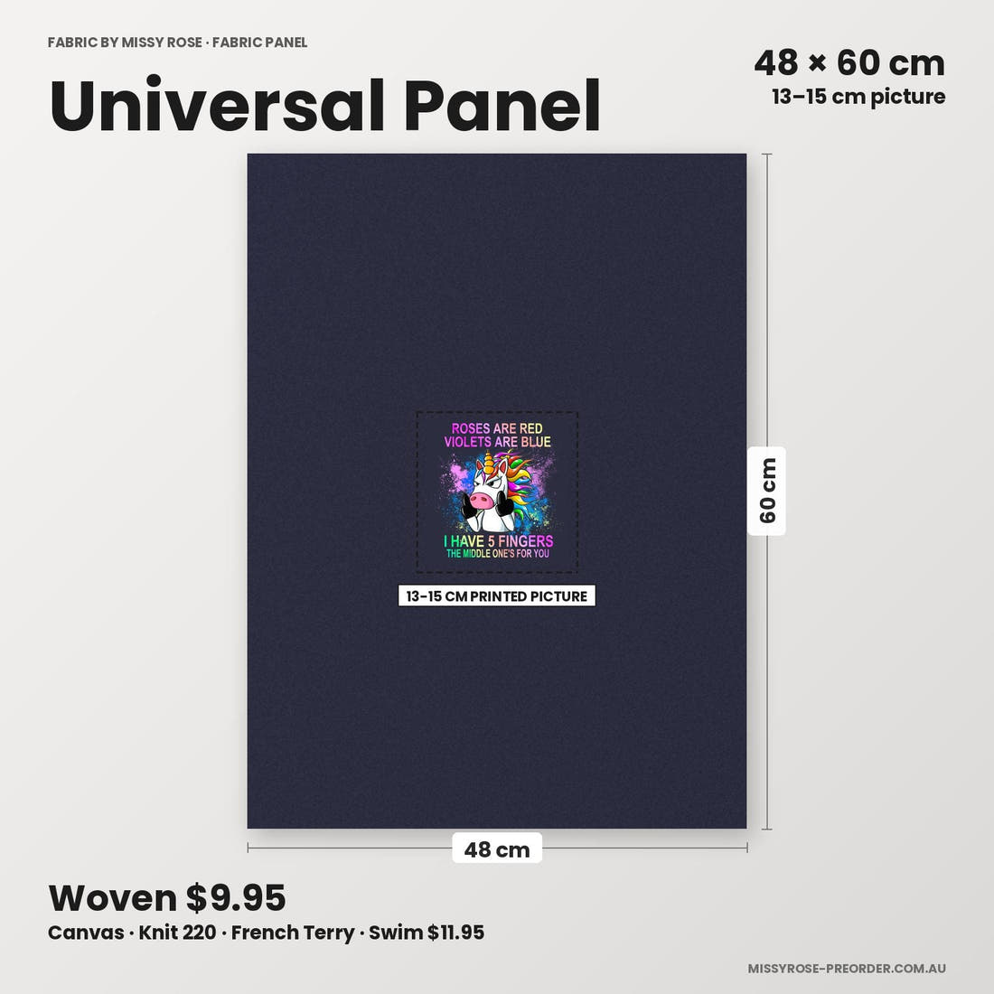 Profanity Fabric Panel 43 universal panel sizing – 13–15 cm printed picture on 48 × 60 cm fabric | Fabric by Missy Rose